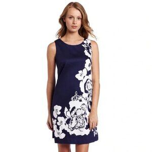 Lilly Pulitzer Navy Blue with White Floral Print Stephanie Shift Dress Size 0